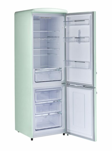 Classic Retro 23.6 in 11.7 cu. ft. Frost Free Retro Bottom Freezer Refrigerator in Summer Mint Green, ENERGY STAR