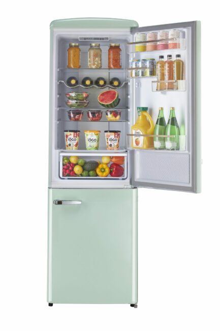 Classic Retro 23.6 in 11.7 cu. ft. Frost Free Retro Bottom Freezer Refrigerator in Summer Mint Green, ENERGY STAR