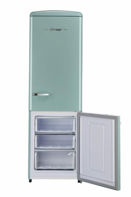 Classic Retro 23.6 in 11.7 cu. ft. Frost Free Retro Bottom Freezer Refrigerator in Ocean Mist Turqoise, ENERGY STAR
