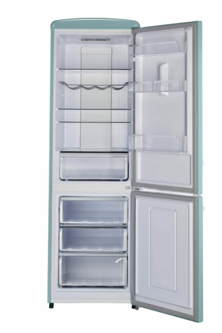 Classic Retro 23.6 in 11.7 cu. ft. Frost Free Retro Bottom Freezer Refrigerator in Ocean Mist Turqoise, ENERGY STAR