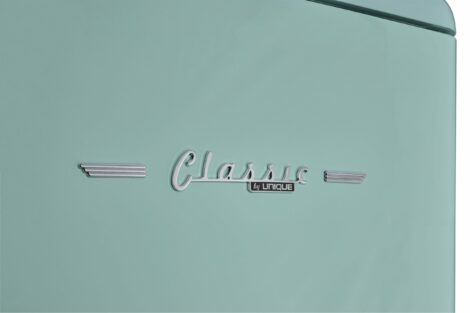 Classic Retro 23.6 in 11.7 cu. ft. Frost Free Retro Bottom Freezer Refrigerator in Ocean Mist Turqoise, ENERGY STAR