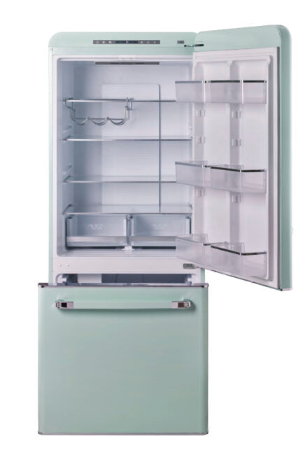 Classic Retro 30 in 17.7 cu. ft. Frost Free Retro Bottom Freezer Refrigerator in Summer Mint Green, ENERGY STAR