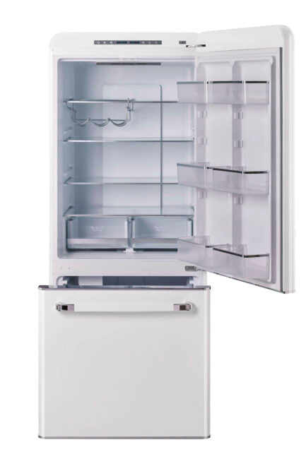 Classic Retro 30 in 17.7 cu. ft. Frost Free Retro Bottom Freezer Refrigerator in Marshmallow White, ENERGY STAR