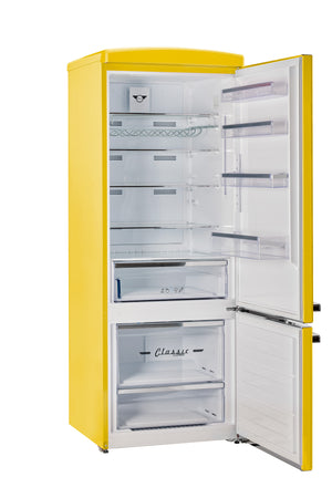 Unique 455L Canary Yellow Bottom Mount Refrigerator
