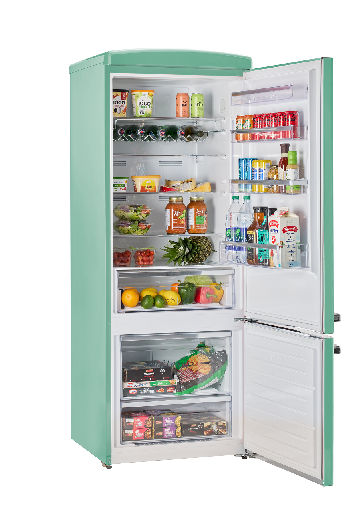 Unique 455L Ocean Mist Turquoise Bottom Mount Refrigerator