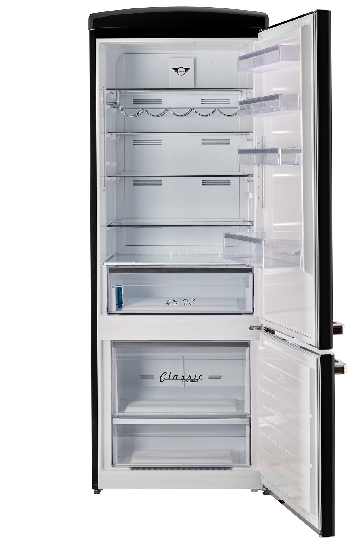 Unique 455L Midnight Black Bottom Mount Refrigerator