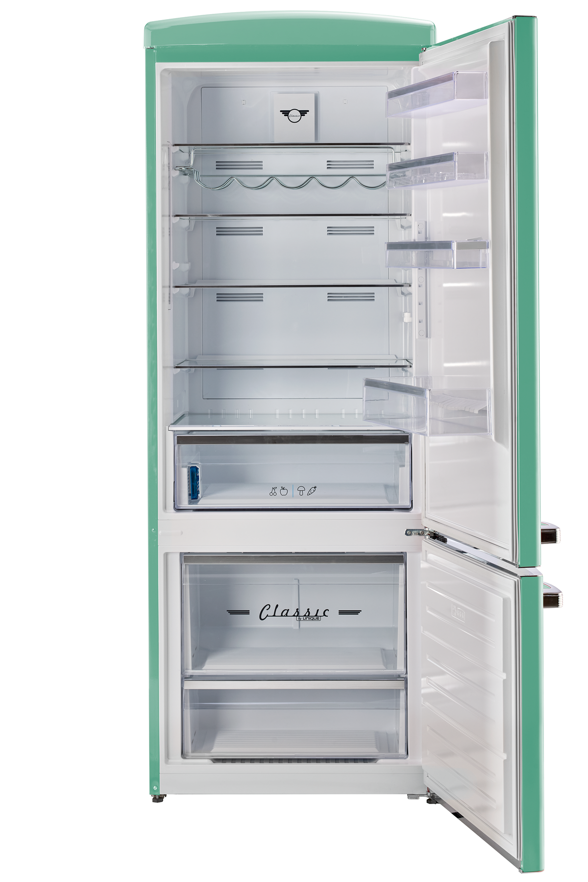 Unique 455L Ocean Mist Turquoise Bottom Mount Refrigerator