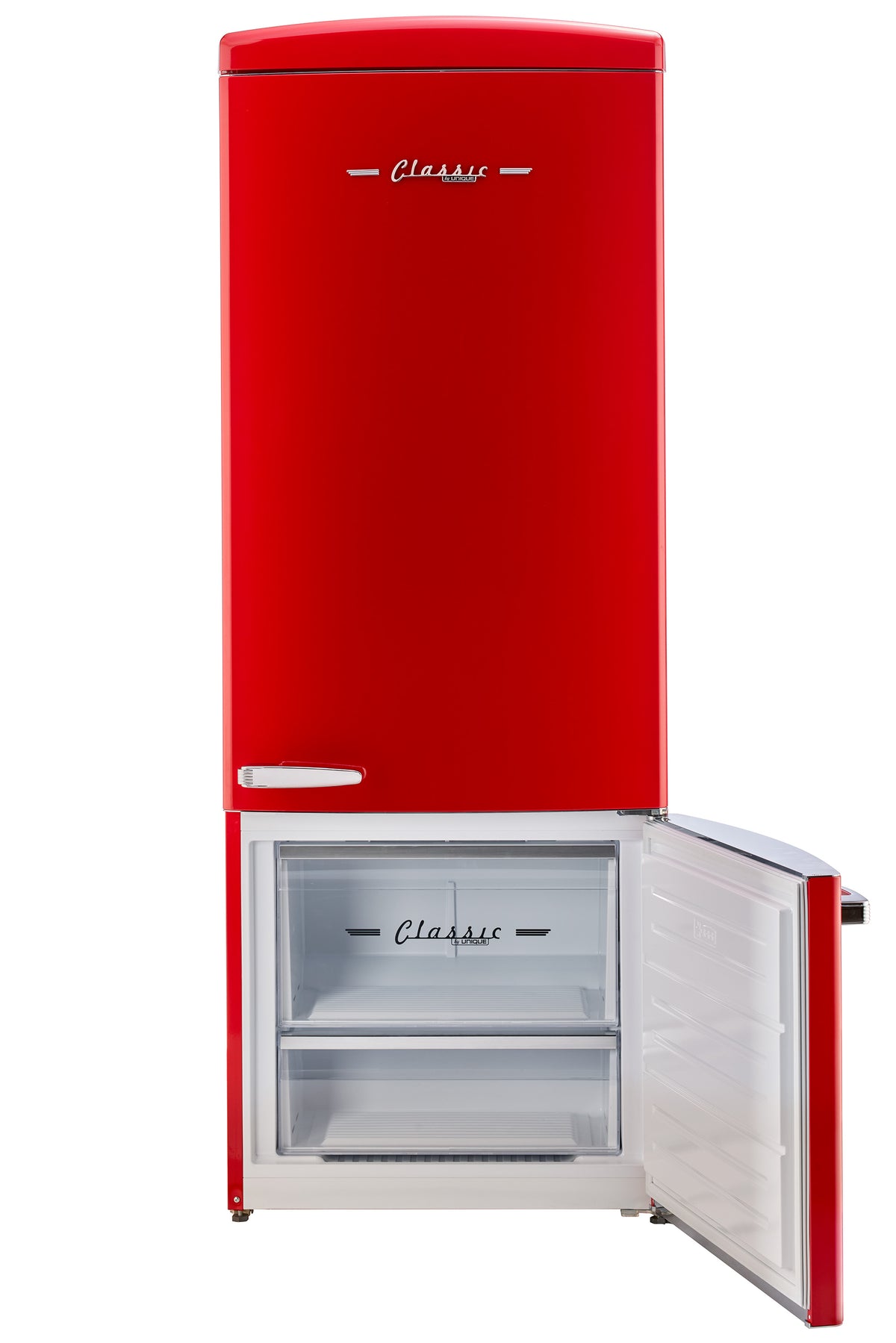 Unique 455L Candy Apple Red Bottom Mount Refrigerator