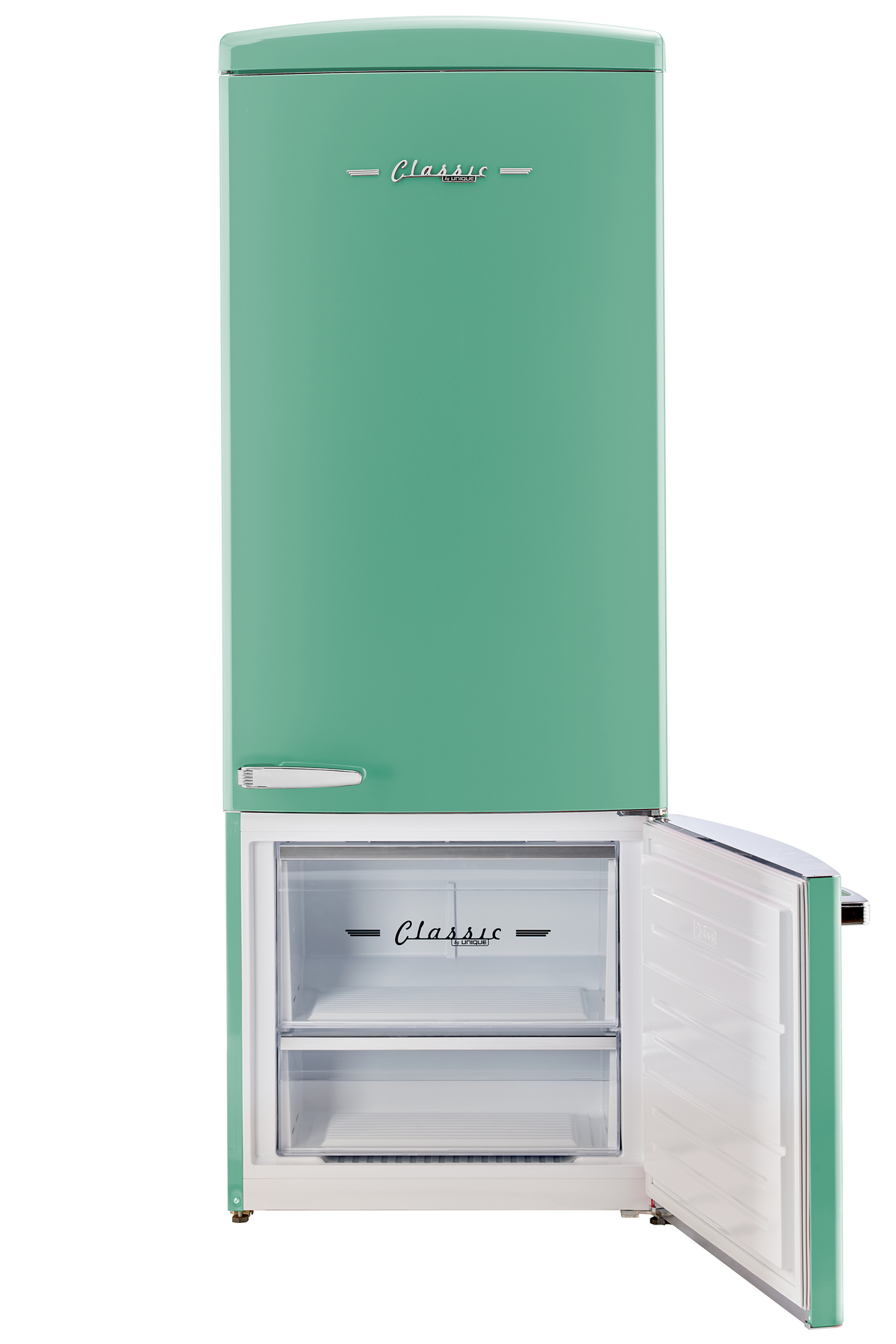 Unique 455L Ocean Mist Turquoise Bottom Mount Refrigerator