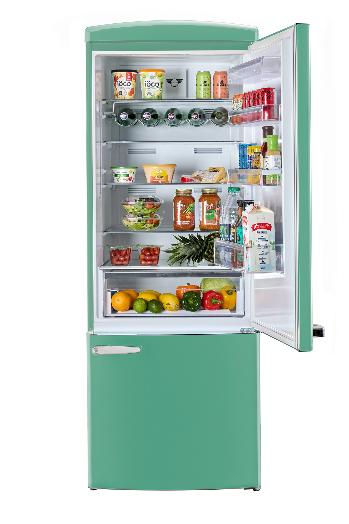Unique 455L Ocean Mist Turquoise Bottom Mount Refrigerator