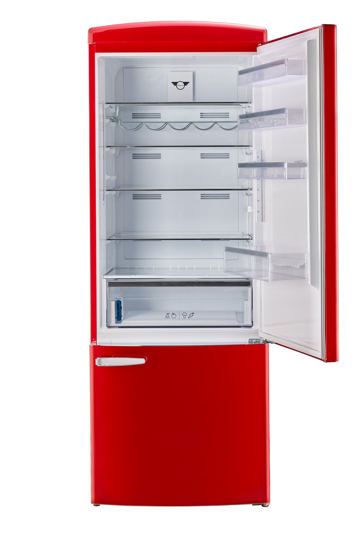 Unique 455L Candy Apple Red Bottom Mount Refrigerator