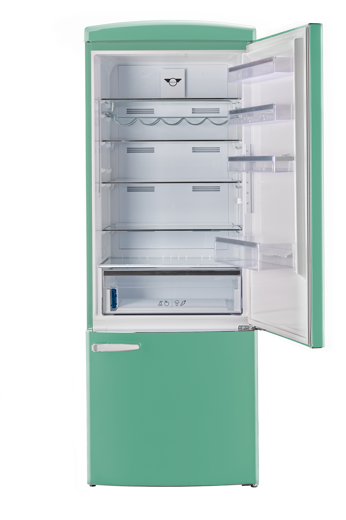 Unique 455L Ocean Mist Turquoise Bottom Mount Refrigerator