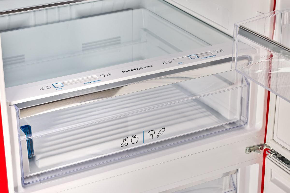Unique 455L Candy Apple Red Bottom Mount Refrigerator