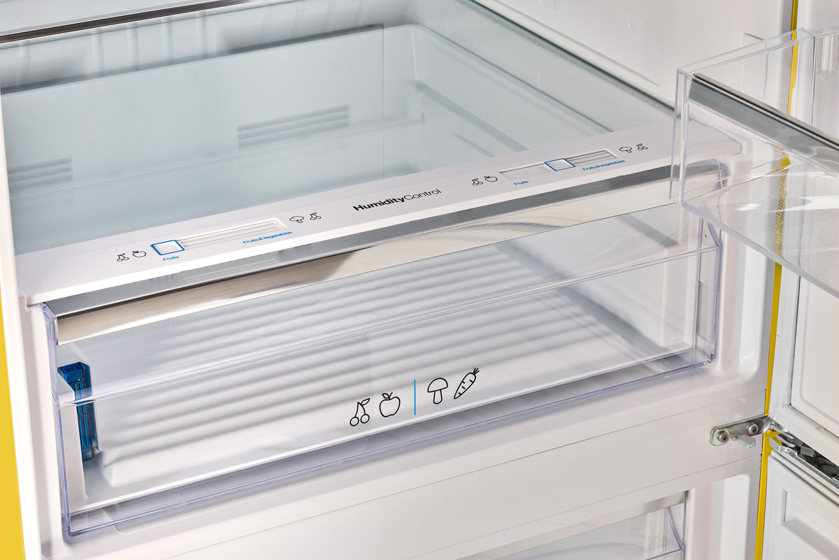 Unique 455L Canary Yellow Bottom Mount Refrigerator