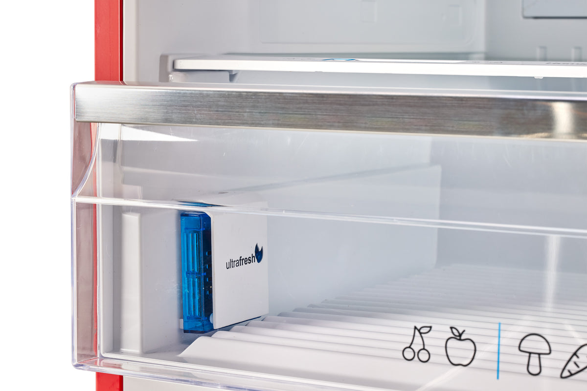 Unique 455L Candy Apple Red Bottom Mount Refrigerator