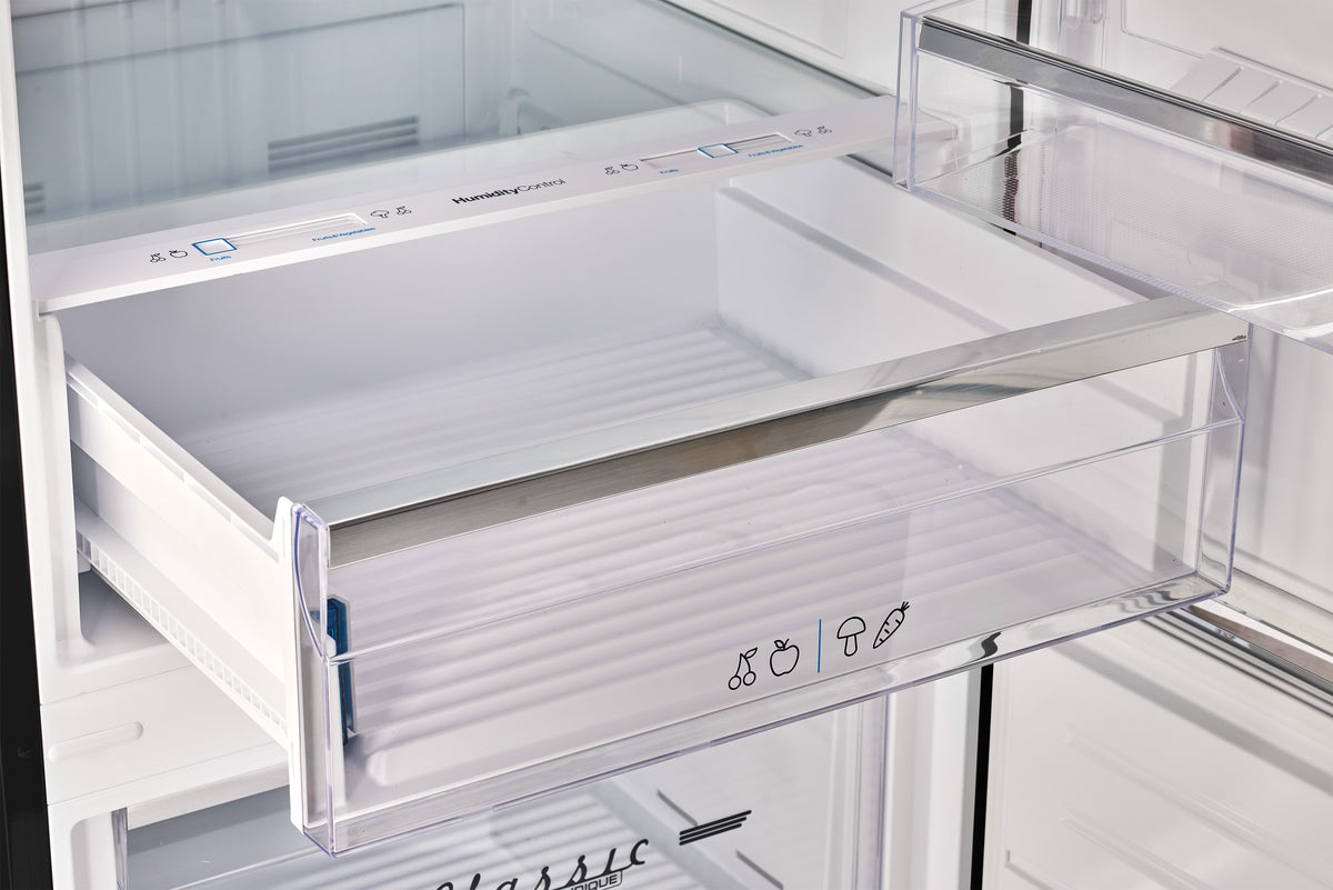 Unique 455L Midnight Black Bottom Mount Refrigerator