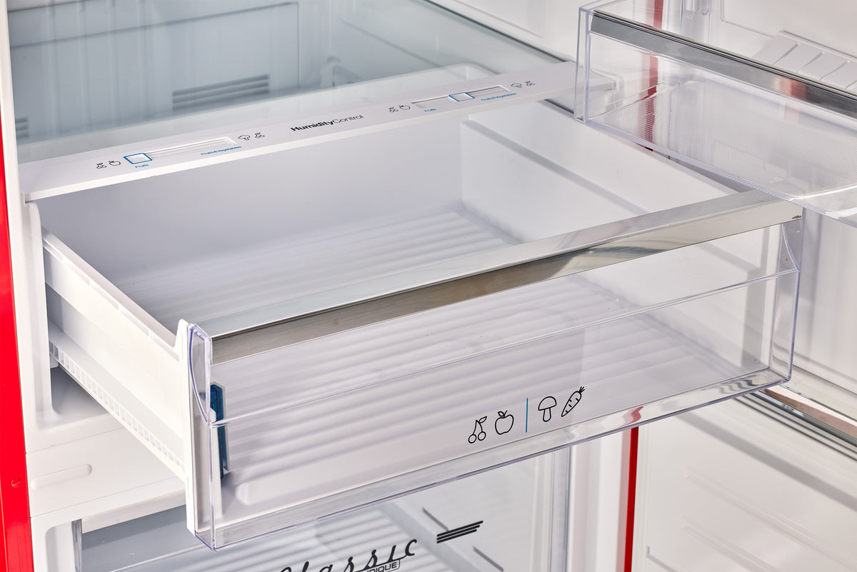 Unique 455L Candy Apple Red Bottom Mount Refrigerator