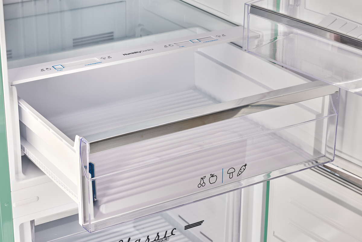 Unique 455L Ocean Mist Turquoise Bottom Mount Refrigerator