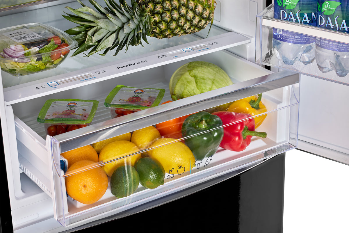 Unique 455L Midnight Black Bottom Mount Refrigerator
