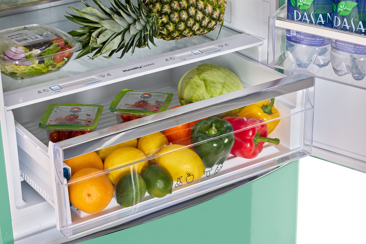 Unique 455L Ocean Mist Turquoise Bottom Mount Refrigerator