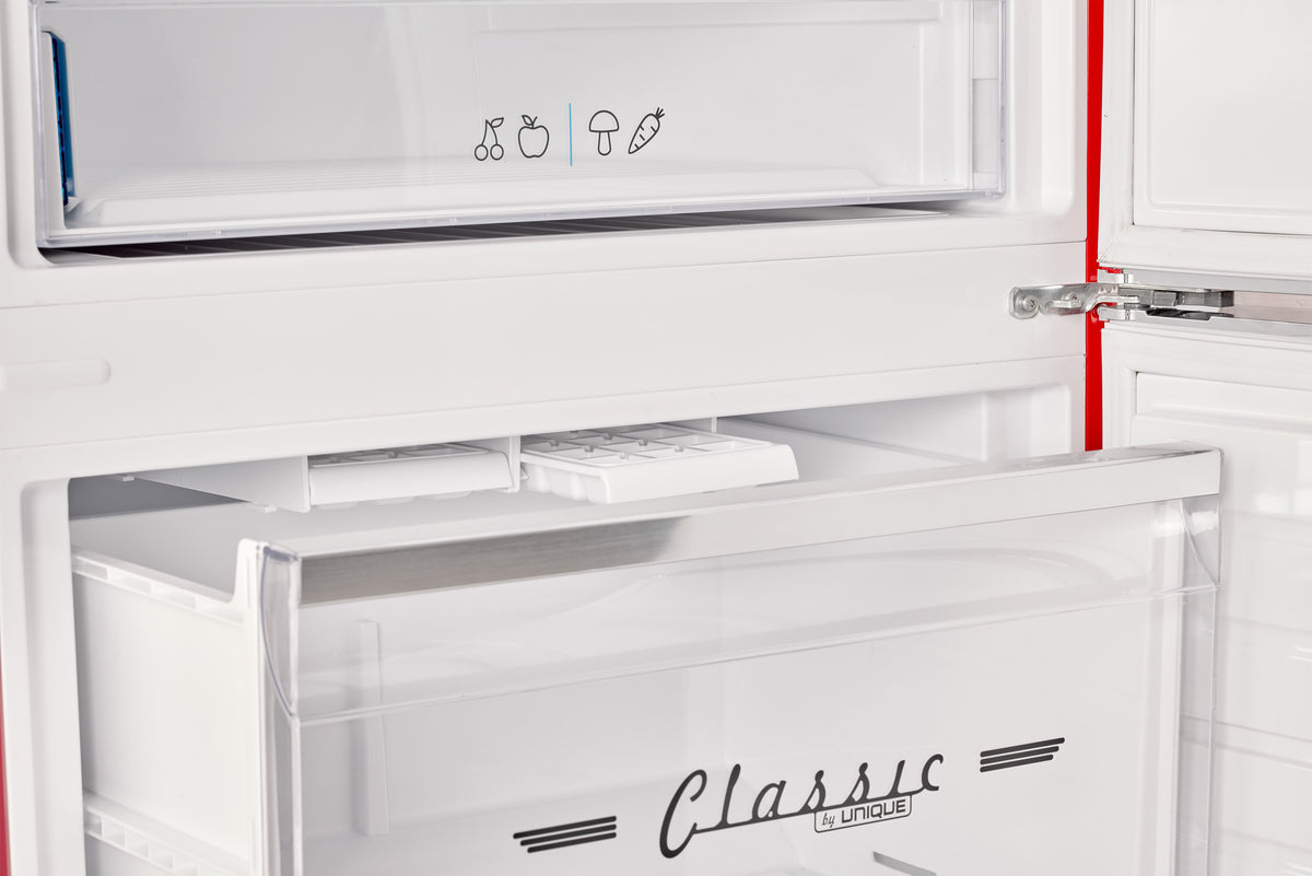 Unique 455L Candy Apple Red Bottom Mount Refrigerator