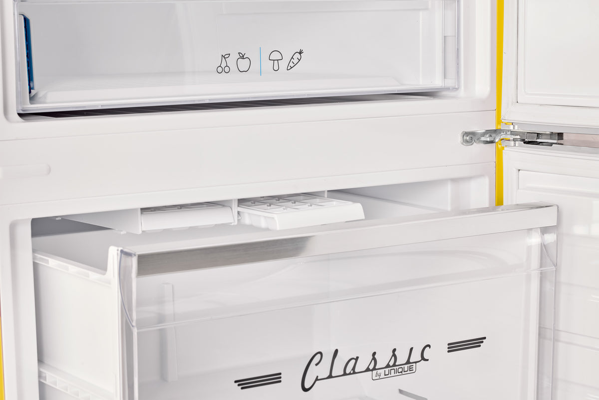 Unique 455L Canary Yellow Bottom Mount Refrigerator