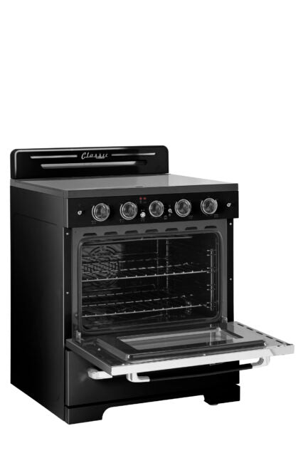 Unique 30' Classic Retro Midnight Black Electric Ceramic top Range