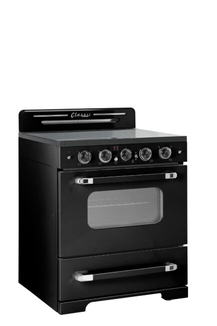 Unique 30' Classic Retro Midnight Black Electric Ceramic top Range