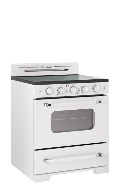 Unique 30' Classic Retro Marshmallow White Electric Ceramic top Range