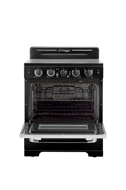Unique 30' Classic Retro Midnight Black Electric Ceramic top Range