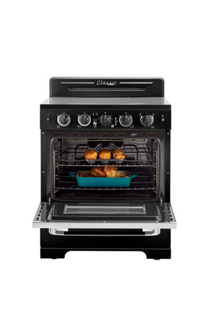 Classic Retro 30-inch 3.9 cu. ft. Retro Electric Range with Convection Oven in Midnight Black
