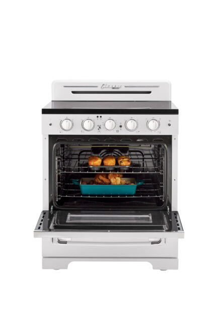 Unique 30' Classic Retro Marshmallow White Electric Ceramic top Range