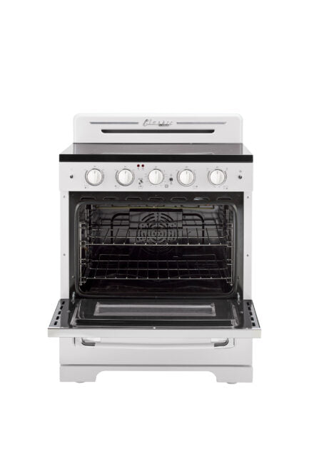 Unique 30' Classic Retro Marshmallow White Electric Ceramic top Range