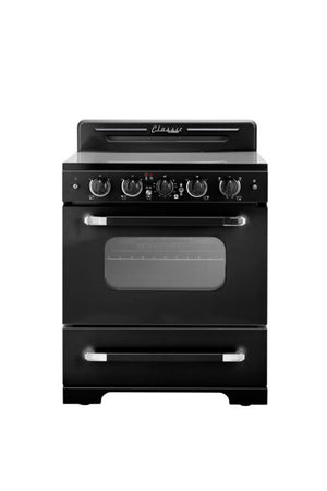 Classic Retro 30-inch 3.9 cu. ft. Retro Electric Range with Convection Oven in Midnight Black