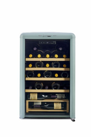 Classic Retro 21-inch 28-Bottle Single Zone Retro Free Standing Wine Cooler in Ocean Mist Turquoise