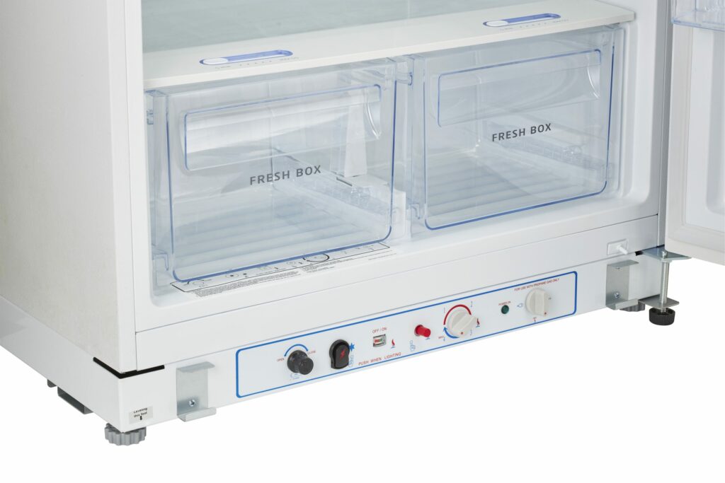 Réfrigérateur unique au propane blanc de 19 pi³ avec dispositif d'alarme CO