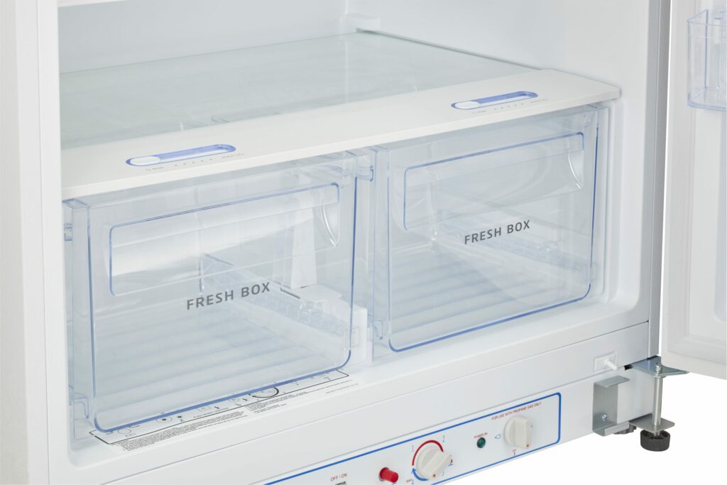Réfrigérateur unique au propane blanc de 19 pi³ avec dispositif d'alarme CO