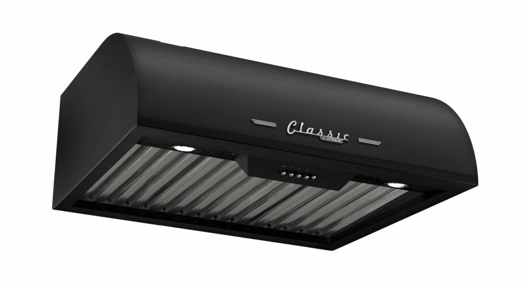 Classic Retro 24-inch 500 CFM Ducted Under Cabinet Range Hood with LED Lighting in Midnight Black