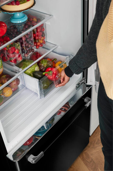 Classic Retro 30 in 17.7 cu. ft. Frost Free Retro Bottom Freezer Refrigerator in Midnight Black, ENERGY STAR