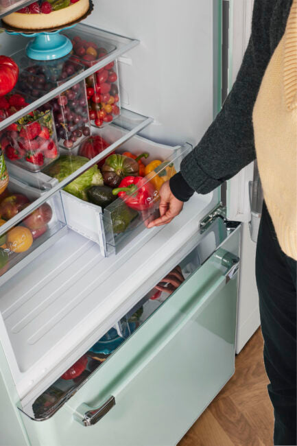 Classic Retro 30 in 17.7 cu. ft. Frost Free Retro Bottom Freezer Refrigerator in Summer Mint Green, ENERGY STAR
