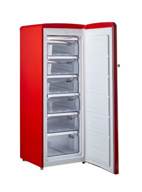 Unique 175 Litre Candy Red 110VAC Upright Freezer – Unique Appliances