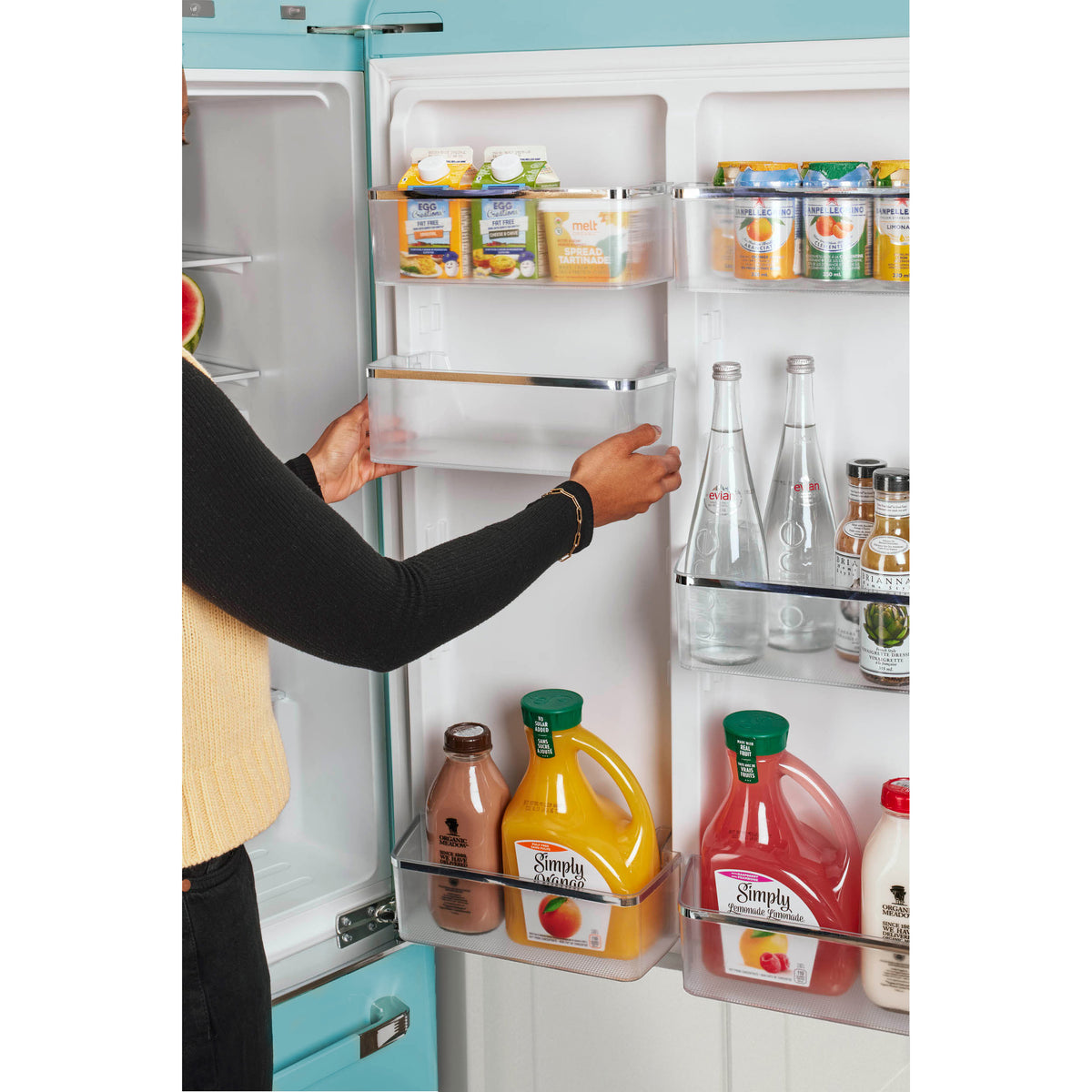 Classic Retro 30 in 17.7 cu. ft. Frost Free Retro Bottom Freezer Refrigerator in Ocean Mist Turquoise, ENERGY STAR
