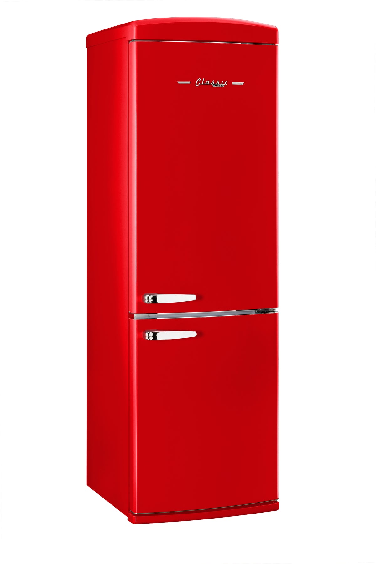 Classic Retro 23.8 in 11.7 cu. ft. Frost Free Retro Bottom Freezer Refrigerator in Candy Apple Red, ENERGY STAR