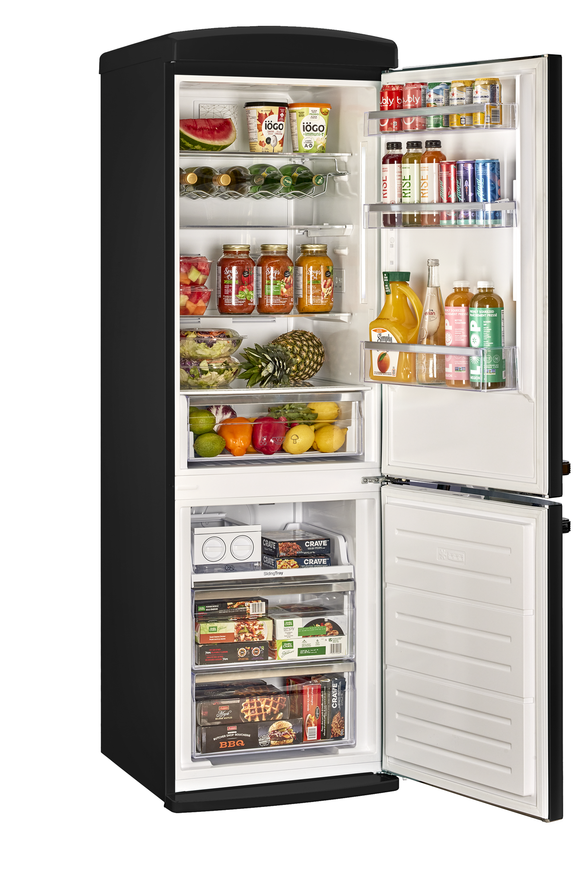 Unique 340Litre Matte Black Bottom Mount Refrigerator