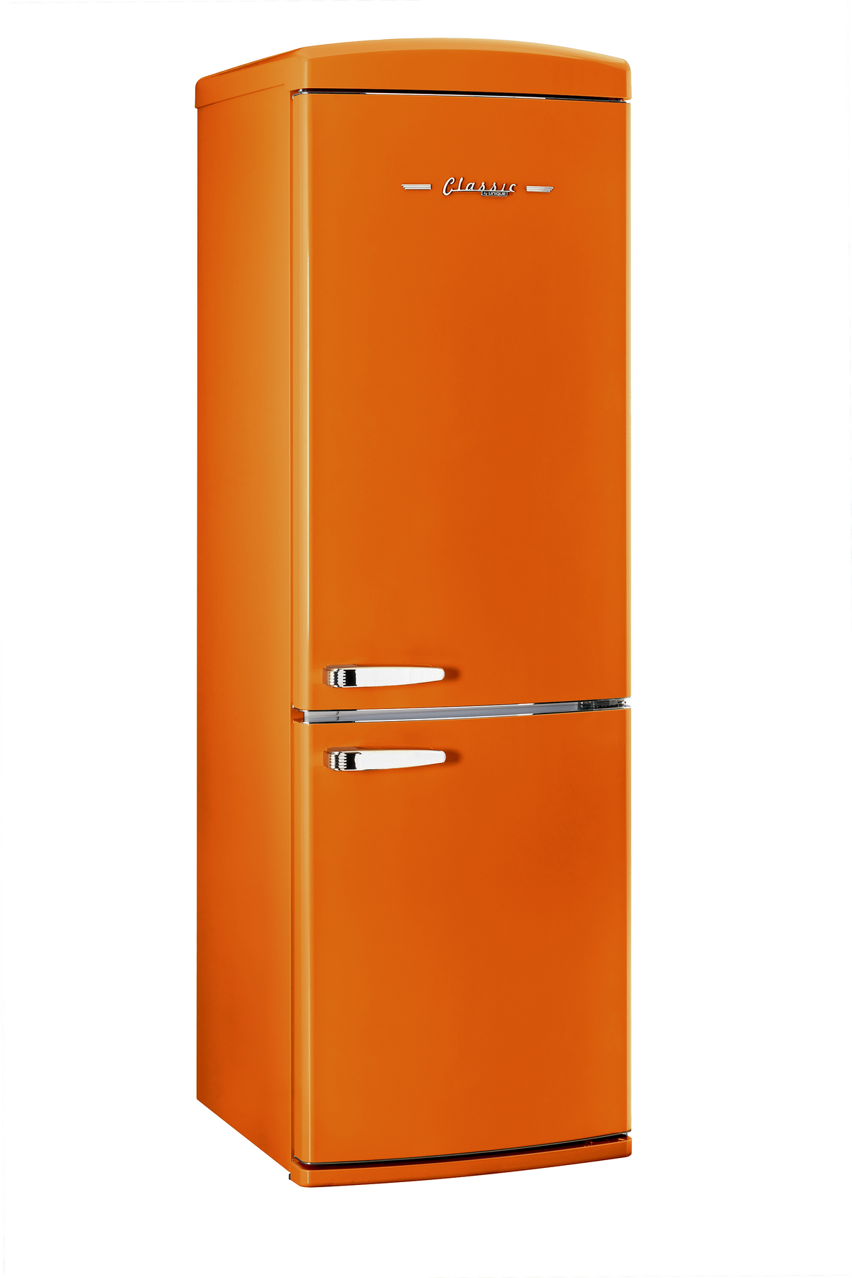 Unique 340Litre Creamsicle Orange Bottom Mount Refrigerator