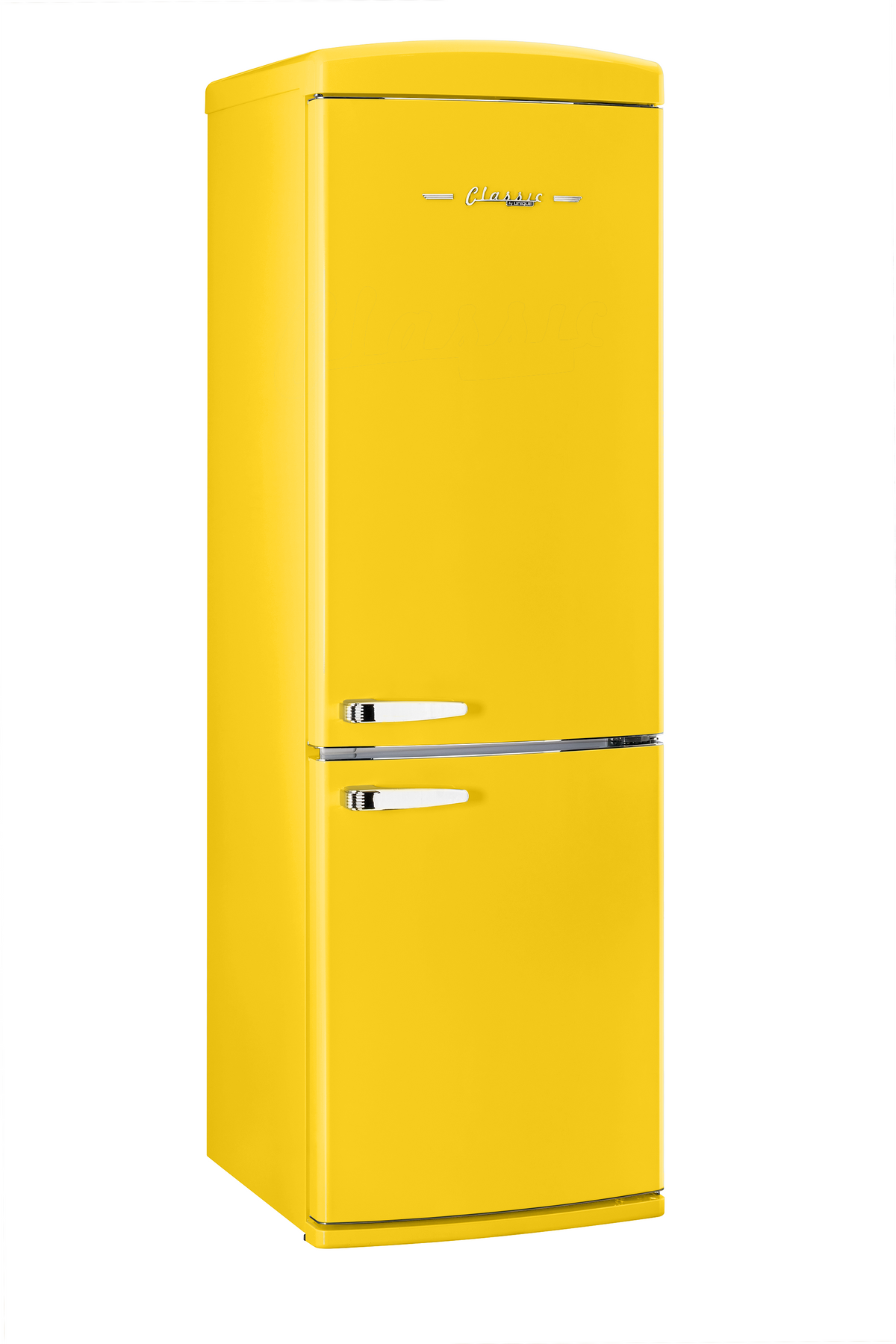 Classic Retro 23.8 in 11.7 cu. ft. Frost Free Retro Bottom Freezer Refrigerator in Yellow, ENERGY STAR