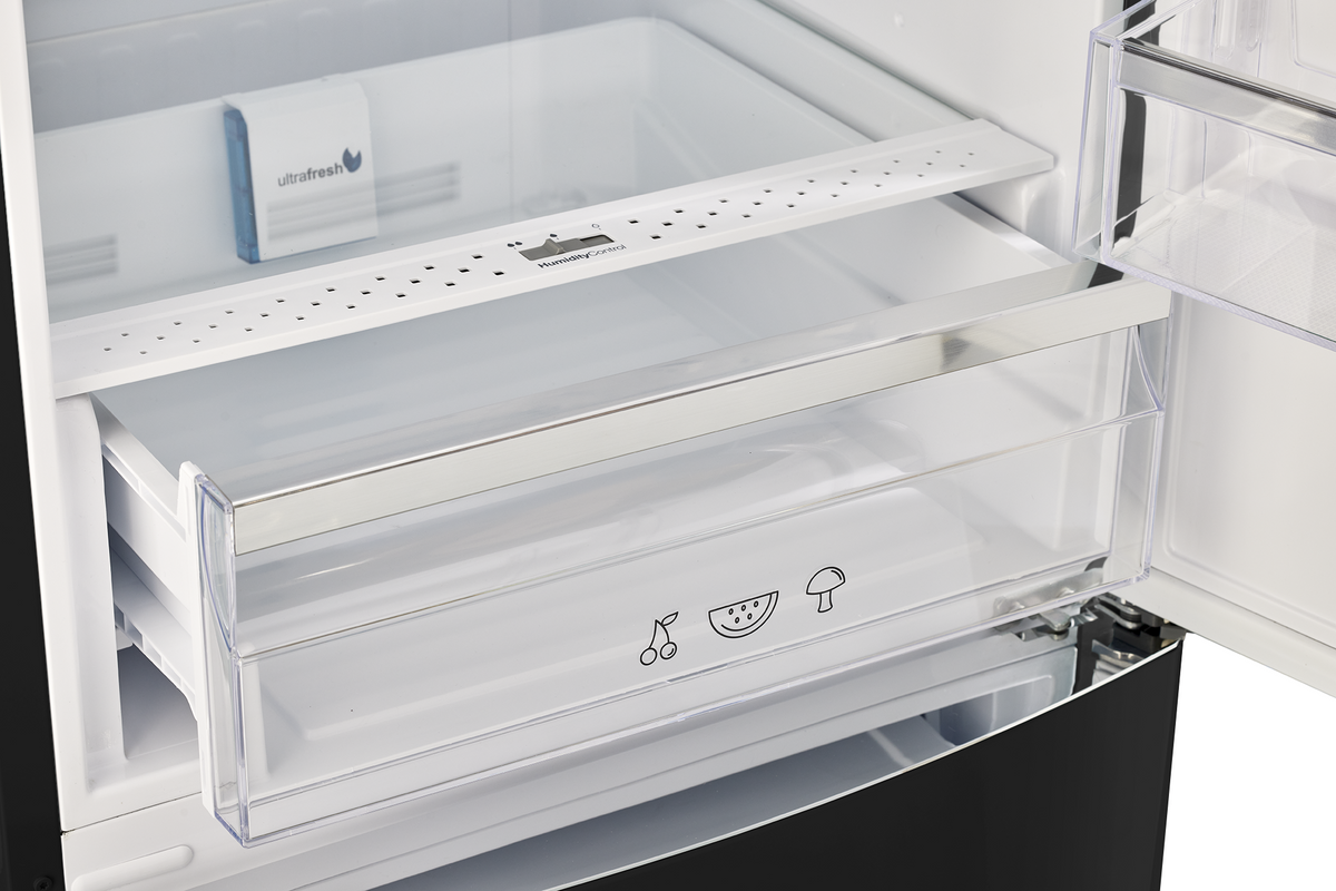 Unique 340Litre Matte Black Bottom Mount Refrigerator