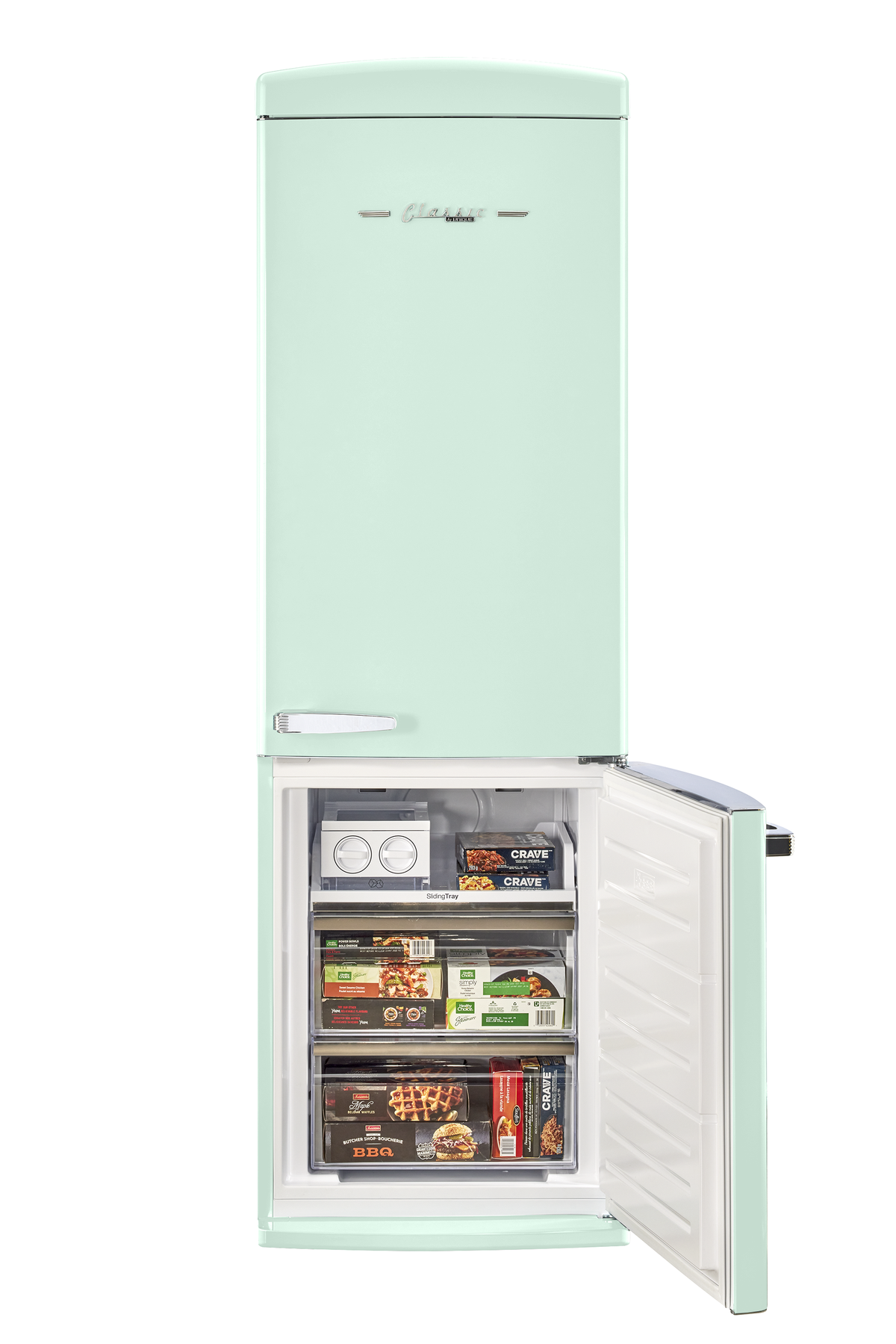 Unique 340Litre Mint Green Bottom Mount Refrigerator