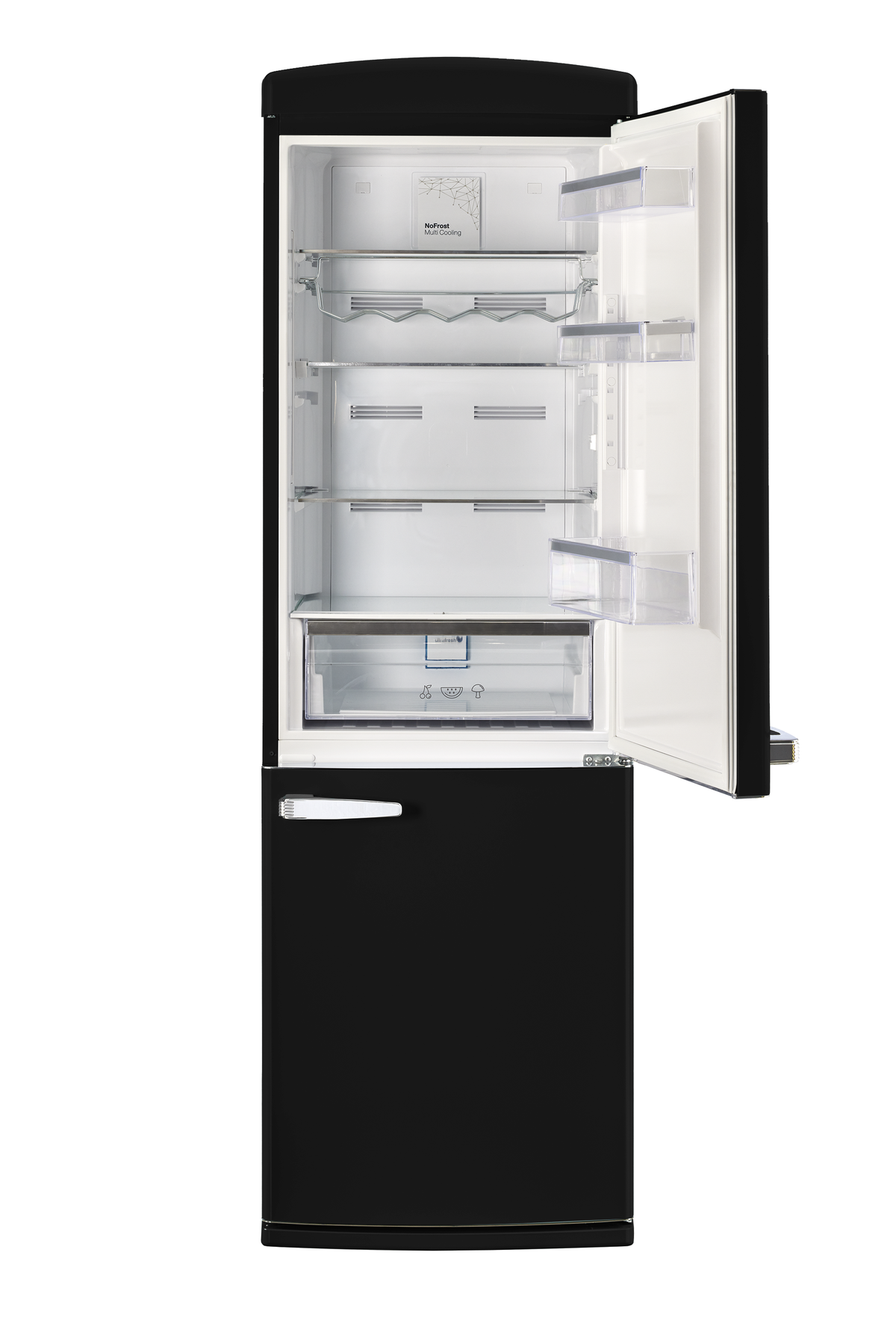 Unique 340Litre Matte Black Bottom Mount Refrigerator