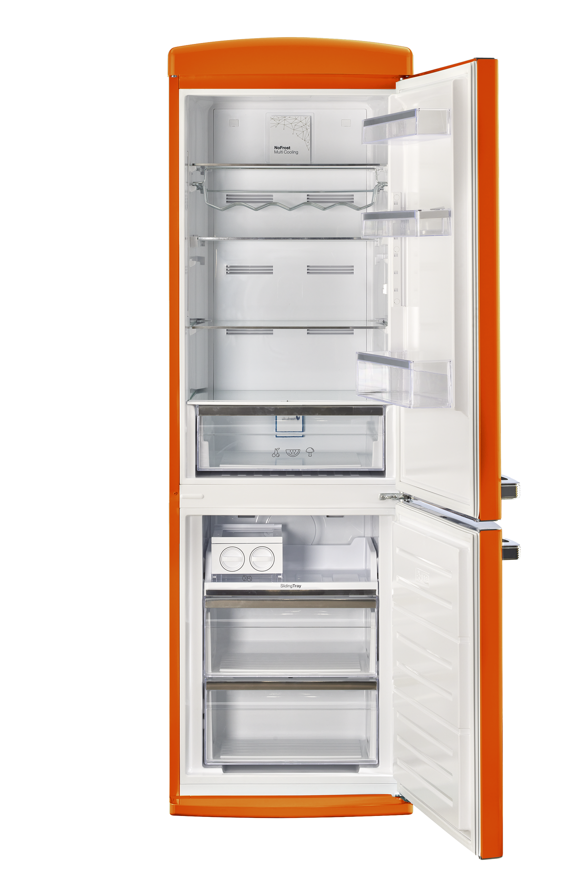 Unique 340Litre Creamsicle Orange Bottom Mount Refrigerator